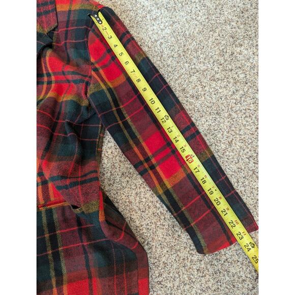 Vintage Streetwear 80s 90s Red Plaid Wool Blend Blazer Size Small Oversized - Picture 7 of 8